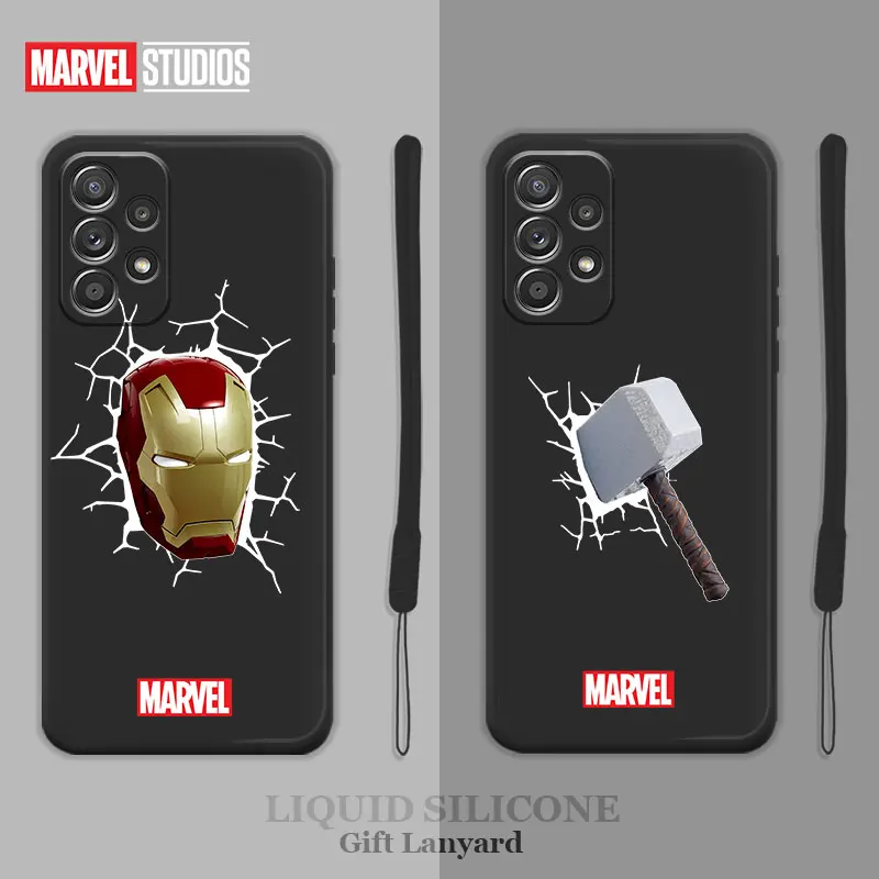

Marvel Broken Thor Ironman Celular Silicone Full Liquid Cover Case for Samsung Galaxy A52 A12 A51 A71 4G 5G A21s A32 A50 A22