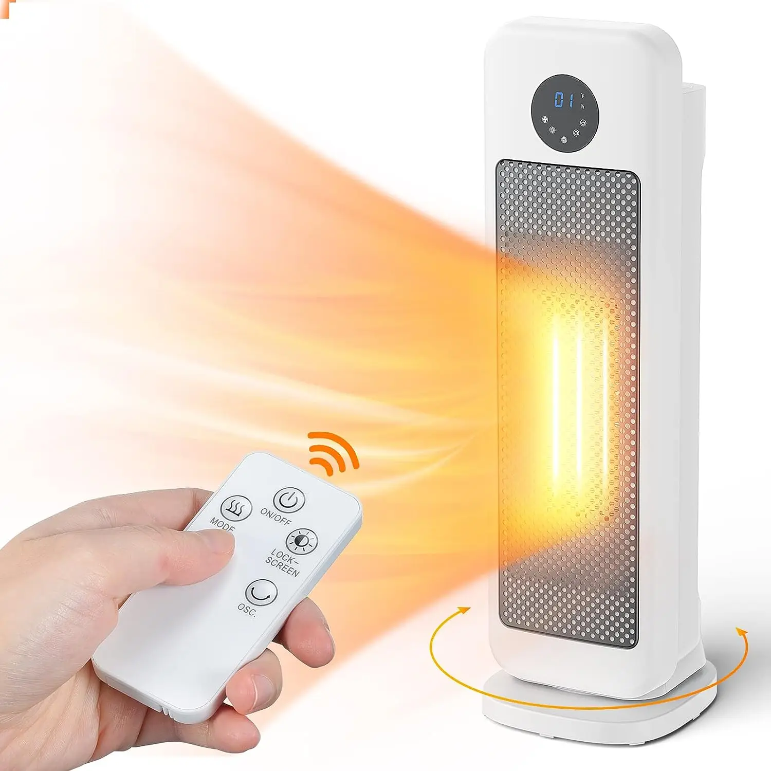 

for Indoor Use, 1500W Space Heater with Remote, 3s Fast Heating, Fan/Low/High 3 Modes, Quiet 12H Timer, 60° Oscillating Portabl