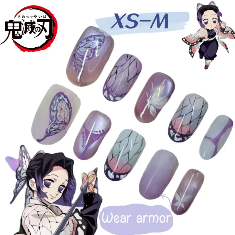 Фото Наклейки для ногтей Demon Slayer: Kimetsu no Yaiba с 2D-рисунком аниме-персонажа Шинобу Коё, креативные, для девочек №1
