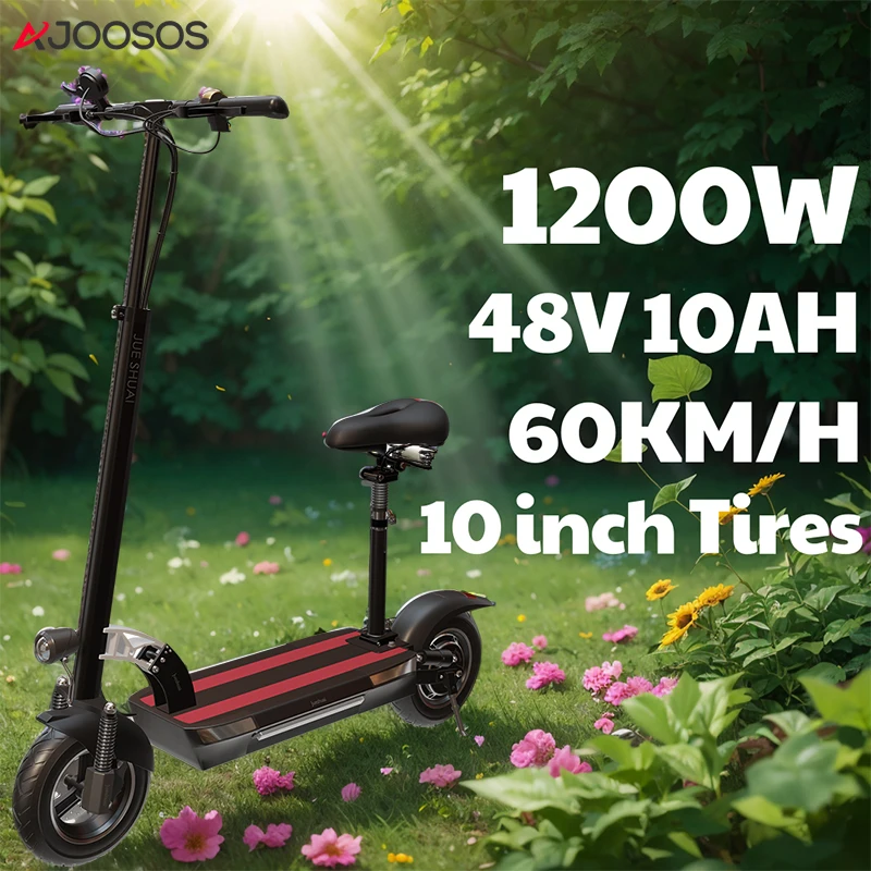 

60KM/H Commuter E Scooter 1200W Powerful Motor 48V 10AH Scooter Electric 10 Inch Tires X48 patinete eléctricos электросамокат