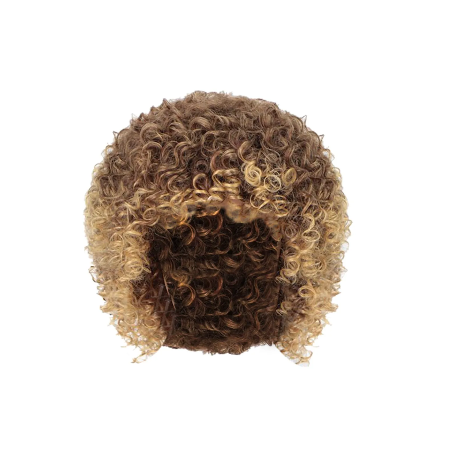 

Коричневые маленькие вьющиеся парики популярны среди женщин в Африке парик с пышными афро-волосами с градиентными цветами и короткими вьющимися синтетическими волосами