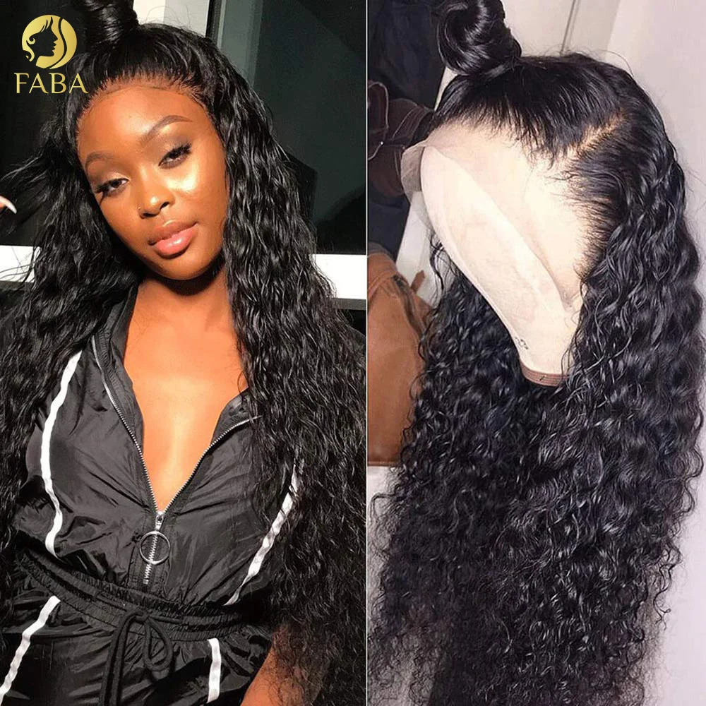 

HD Front Lace Natural Color Wig Curly Wavy Human Hair Baby Wigs 13x4 Transparent Lace Wig 180 Density Brazilian Girl Hair Wig