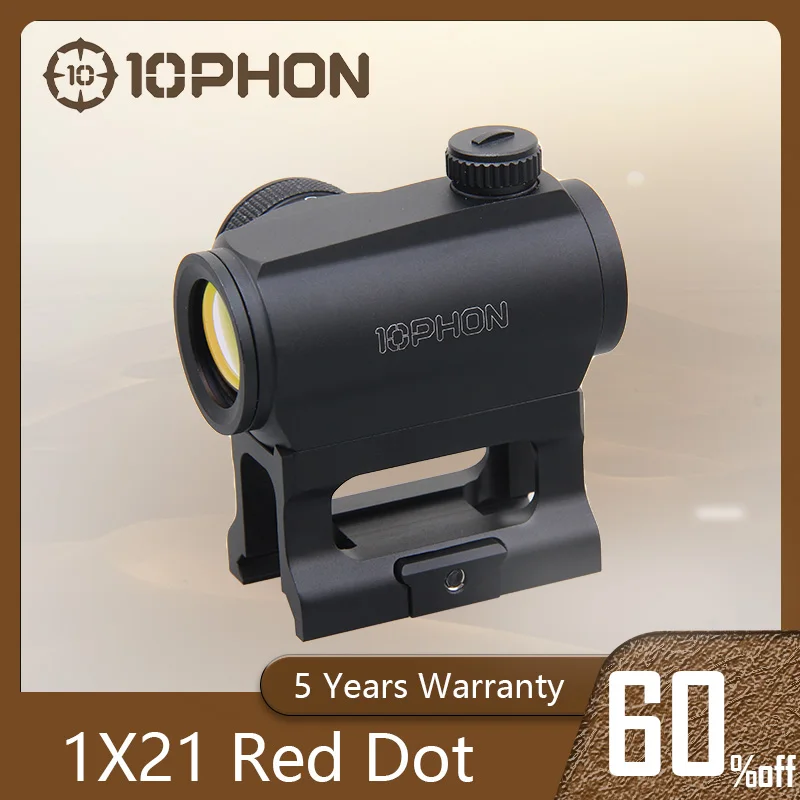 10PHON 1x21 Compact Red Dot Sight 3MOA Scope Tactical And Hunting Optical Sight Riflescope Collimator Sight 21mm Rail Mount