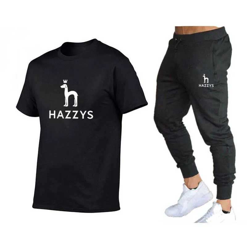 

Summer New Hazzys Men's Sports T-Shirt + Pants Men's Suit Brand Casual Breathable Jogger Pants Hip Hop Fashion Men's Clothing