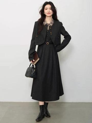 ALXNAN клетчатое платье из полиэстера