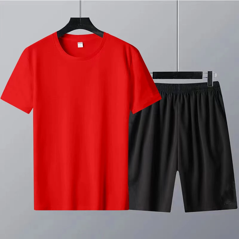 Cotton T-Shirts Men's Clothing Fashion Shorts Tracksuits Summer 2 Piece Outfit Sweatpants Cool Tops And Pants Gym Sportwear Tees