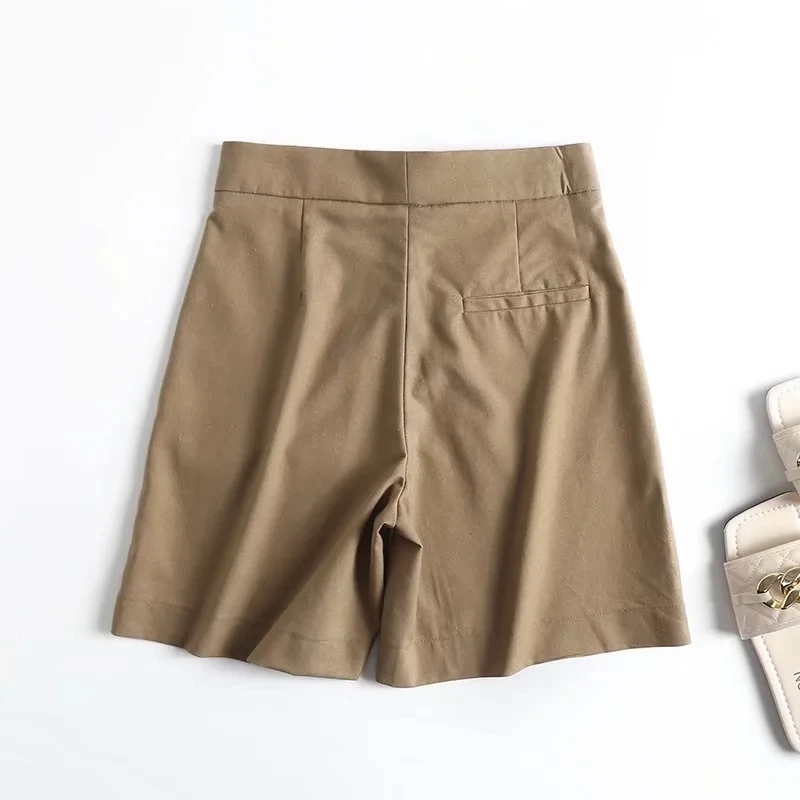 Withered England Style Indie Folk Vintage Cotton Linen High Waist Straight Loose Bermuda Casual Shorts Women