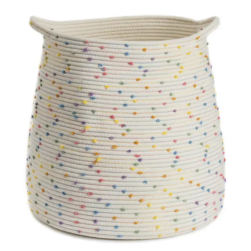 

free shipping Colorful Original Cotton Rope Storage Basket, Laundry Basket for Bedroom, Bathroom and Living room Storage Basket