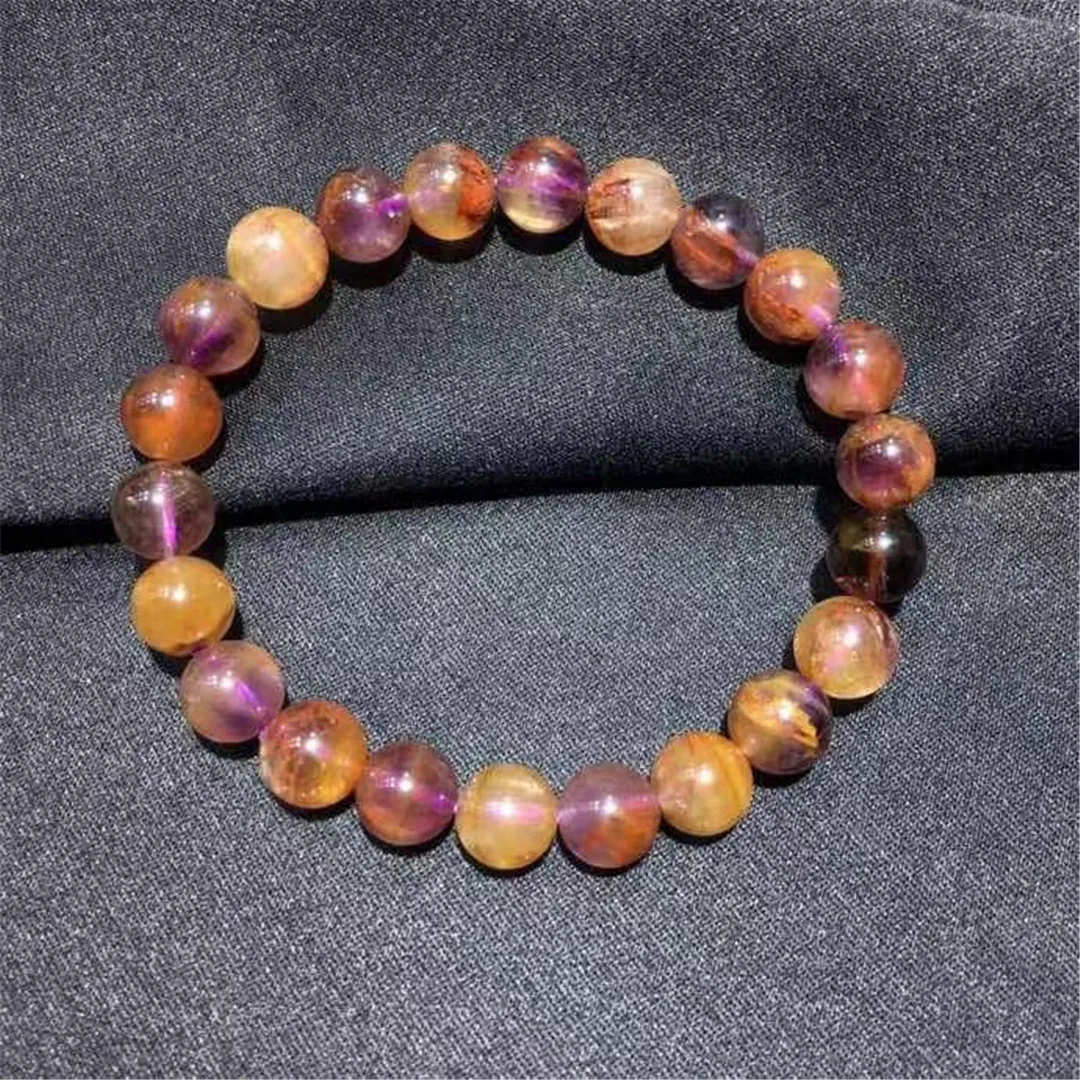 

8mm Natural Super Seven Crystal Bracelet For Women Lady Men Healing Wealth Love Gift Round Beads Stone Gemstone Jewelry AAAAA