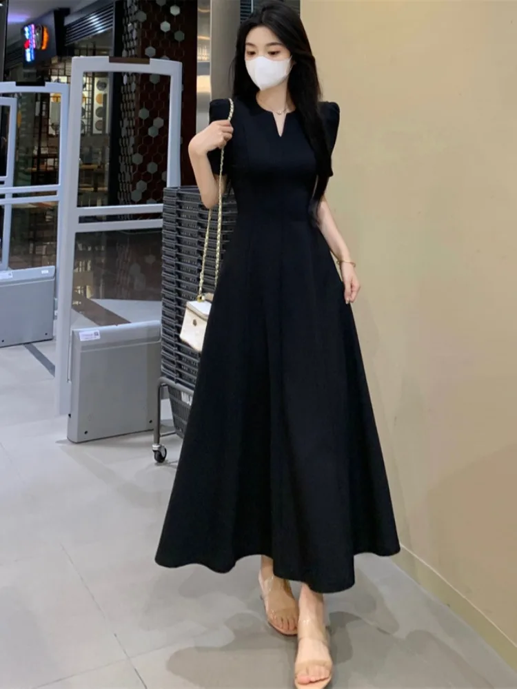 Plus size Chubby Girl Hepburn Sle Black Dress Women 2024 Summer New Elegant Socialite Goddess Temperament High Sense Long d... |