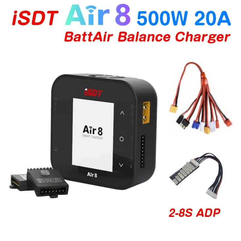 

ISDT Air8 500W 20A Battery Balance Charger Discharger Air 8 With Plugin APP Connection for LiFe Lion LiPo LiHv NiMH NiCd Battey