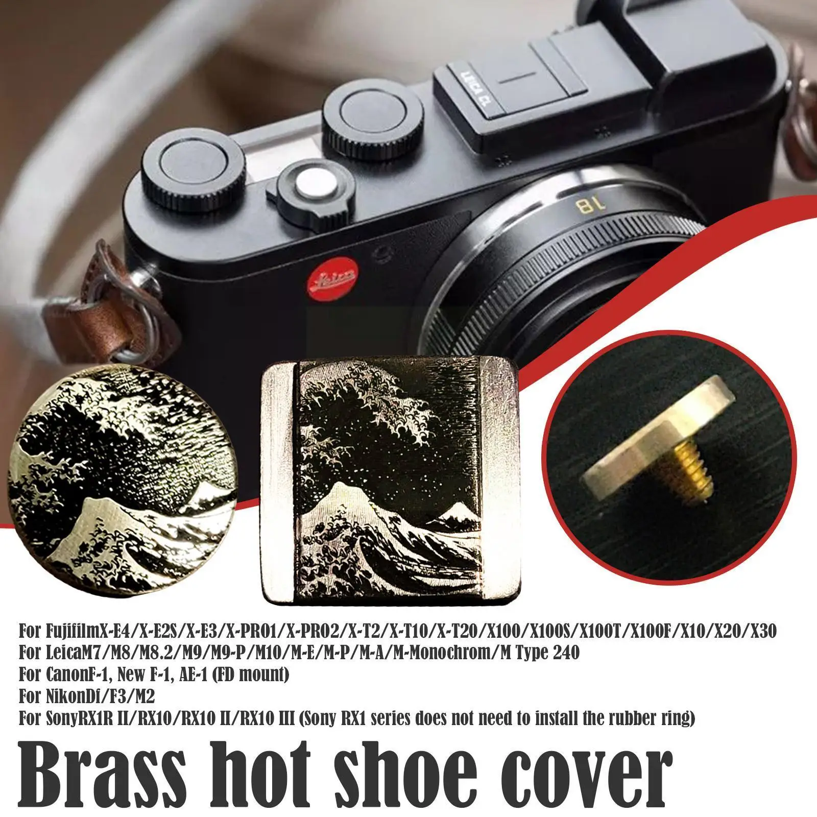 

Подходит для Canon Nikon Fuji SONY латунный протектор затвора в японском стиле для канагава Кнопка затвора Ретро камера U0Y6