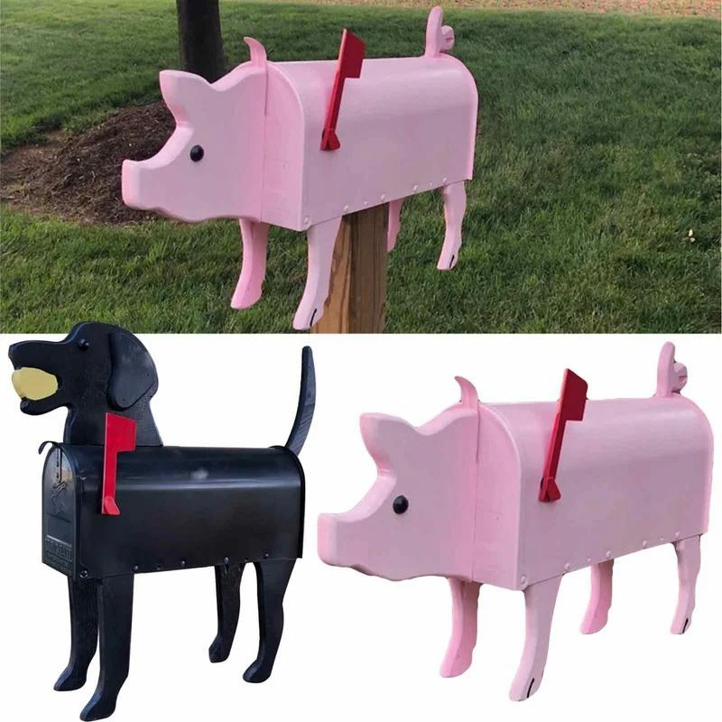 

Garden Animal Shape Mailbox Weatherproof Dog And Pig Postal Box For Farm Yard Patio Creative Mailbox Outdoor