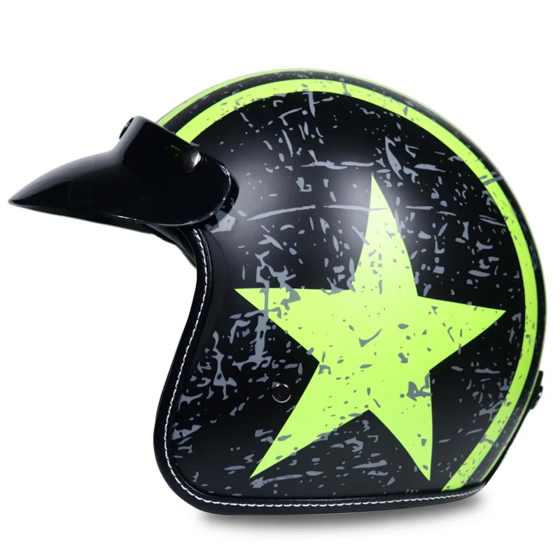 

2022 Open Face 3/4 Helmet Unisex Cruise Casco Casque Moto Vitage Jet Scooter Removable Inner Lining DOT Certified ABS Material