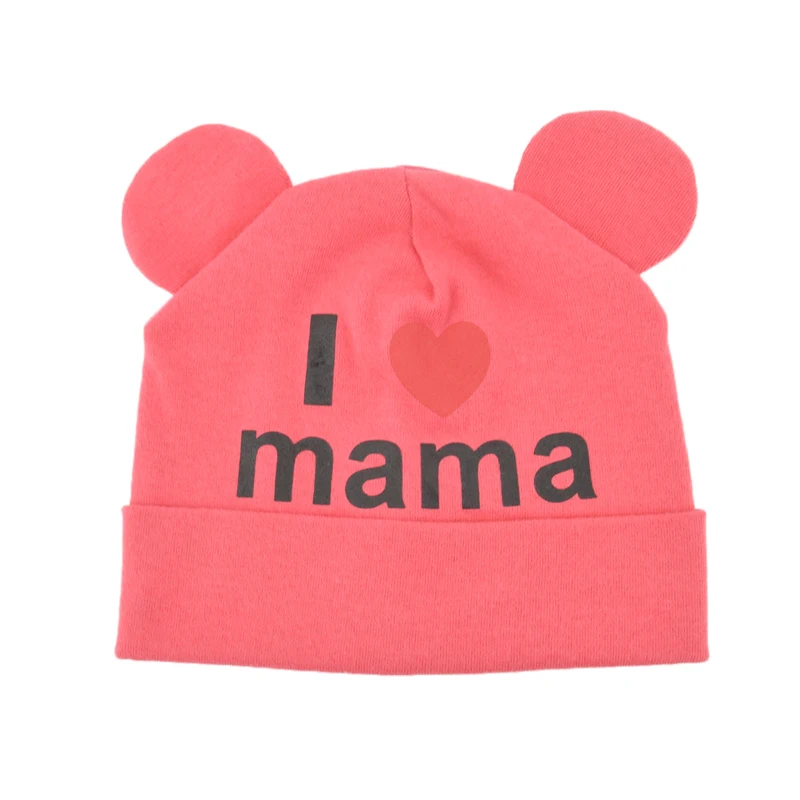 

Beanies Cap 2020 Baby Boys and Girls Hat Newborn Baby Cotton Skullies Love mama print Caps Hats For Baby Kids Knitted