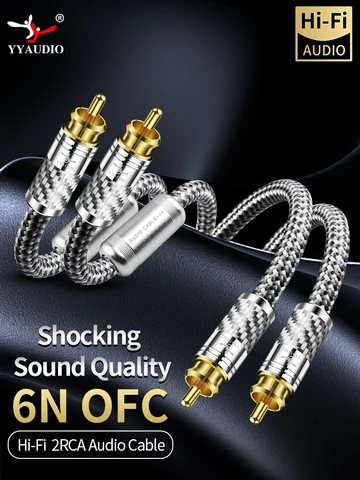 YYAUDIO HIFI Стерео 1 пара сигнальных кабелей OFC Кабель RCA Высокопроизводительная линия аудиосигнала Соединительный кабель 2RCA к 2RCA