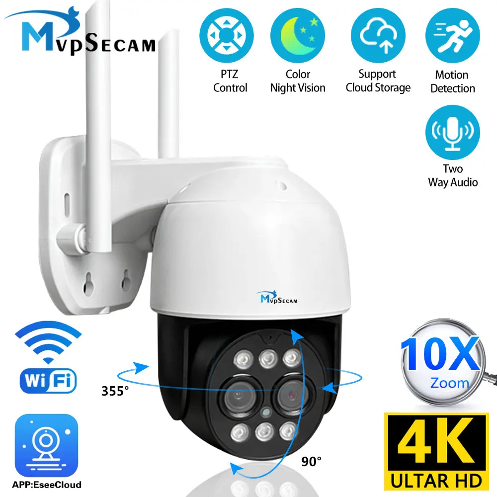 

Dual Lens 2.8mm -12mm 10X Zoom 4K 8MP PTZ WiFi IP Camera 2K 4MP Outdoor AI Human Tracking 2-Way Audio Smart Home Security Camera