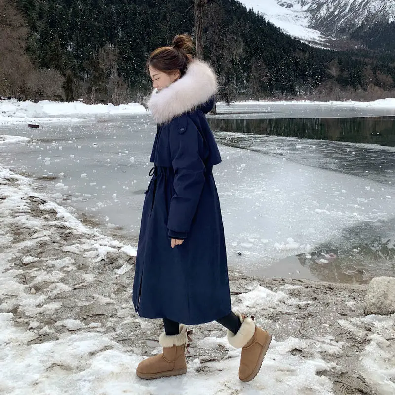 

New 2022 Fashion Specials Parka Genuine Down Coat Women's Medium Long Style Slim Over Knee Winter
