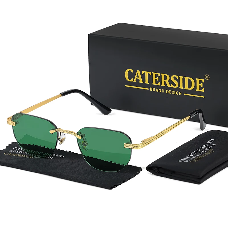 CATERSIDE новые ретро солнцезащитные очки без оправы мужские пилотные мельхиевая