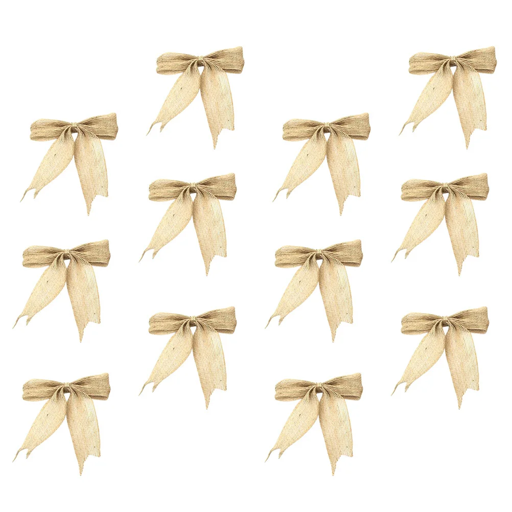 

Tree Bows Burlap Christmasbow Wreath Knot Pendant Topper Rustic Knotbows Jute Decorative Bowknot Holiday Ornaments Gift