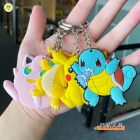 cartoon anime pokemon pvc flexible glue keychain creative doll key chain pendant bag hanging ornament small gift