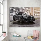 Современный черный автомобиль Mercedes AMG GTR суперкар плакаты и принты шелковая настенная Картина на холсте украшение для гостиной без рамки