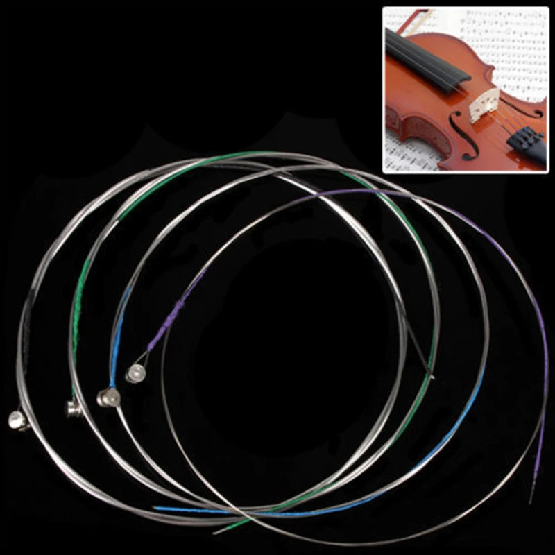 

4Pcs Violin Fiddle String Strings Steel Core Nickel-silver Wound With Nickel Plated Ball End For 4/4 3/4 Violins Fiddle Strings