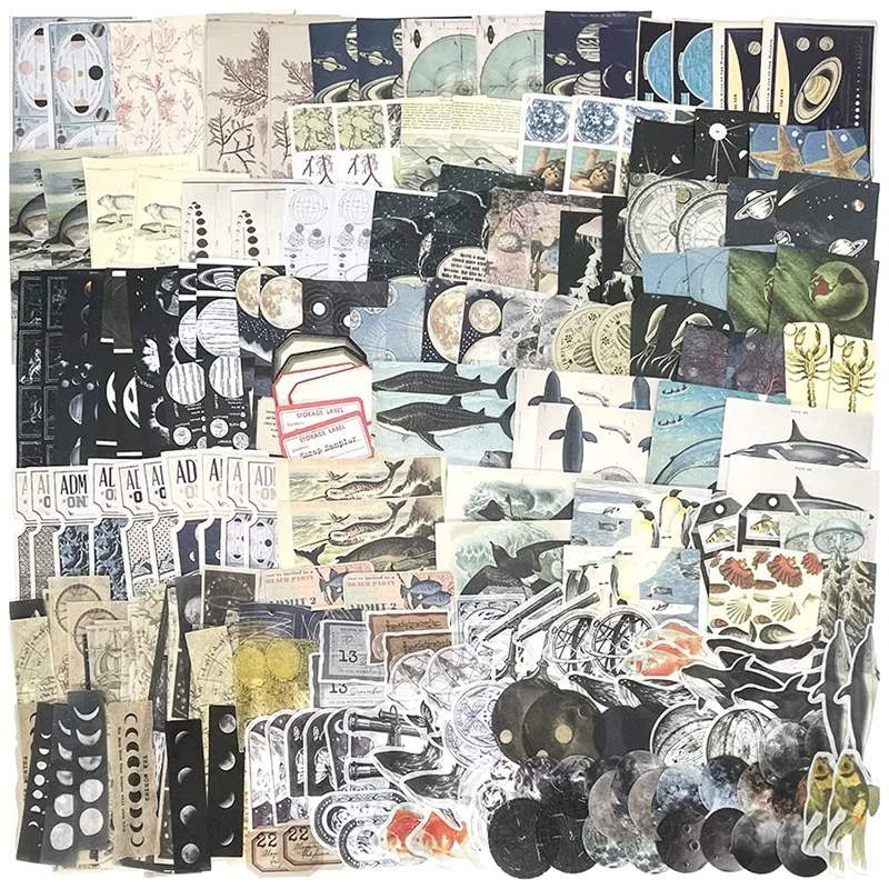 

240 Piece Vintage Diary Scrapbooking Supplies Pack DIY Vintage Scrapbooking Sticker Paper Kit For Collage Photo Frames