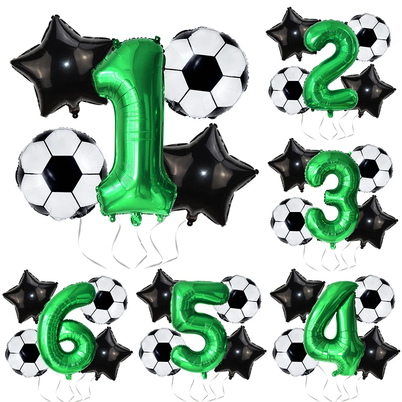 

1Set Football Balloons Birthday Party Decoration Helium Foil Globos Kids Boy World Cup Digit Number Ball Soccer Party Supplies