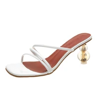 women summer fashion sandals high heel outer wear slippers squaretoe flip flops thin straps crystal heel sandals female shoes