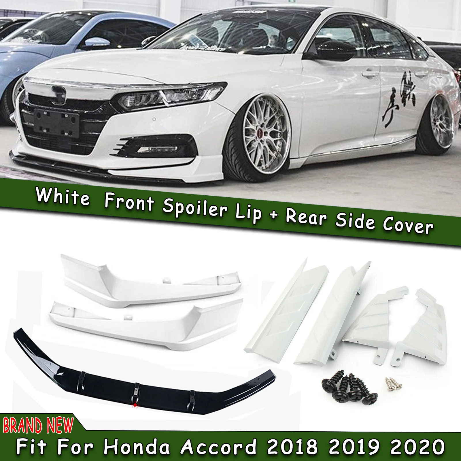 AKASAKA Body Kit For Honda Accord 10th 2018-2020 Car Front Bumper Spoiler Lip & Rear Diffuser Side Trim Cover Guard Canard Lid