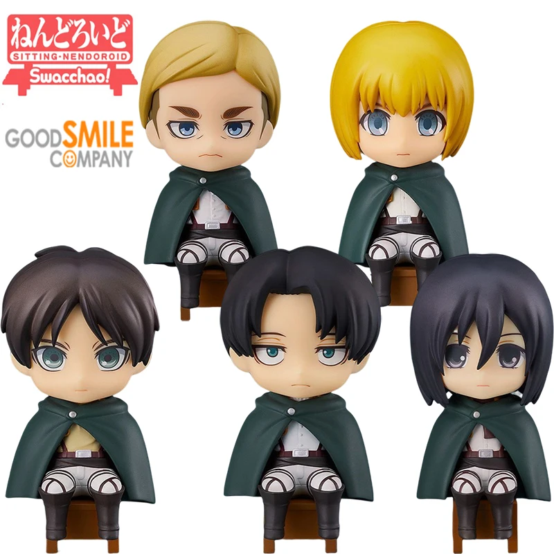 

Хорошая улыбка, Nendoroid Swacchao! Атака на Титанов Erwin Smith Armin Arlart Levi Eren Jaeger Mikasa Ackerman, аниме экшн-фигурки, игрушки