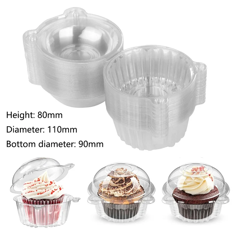 50-100 cup cake box transparent box packaging cute cat head shape plastic disposable dome cake box fruit cake cup box