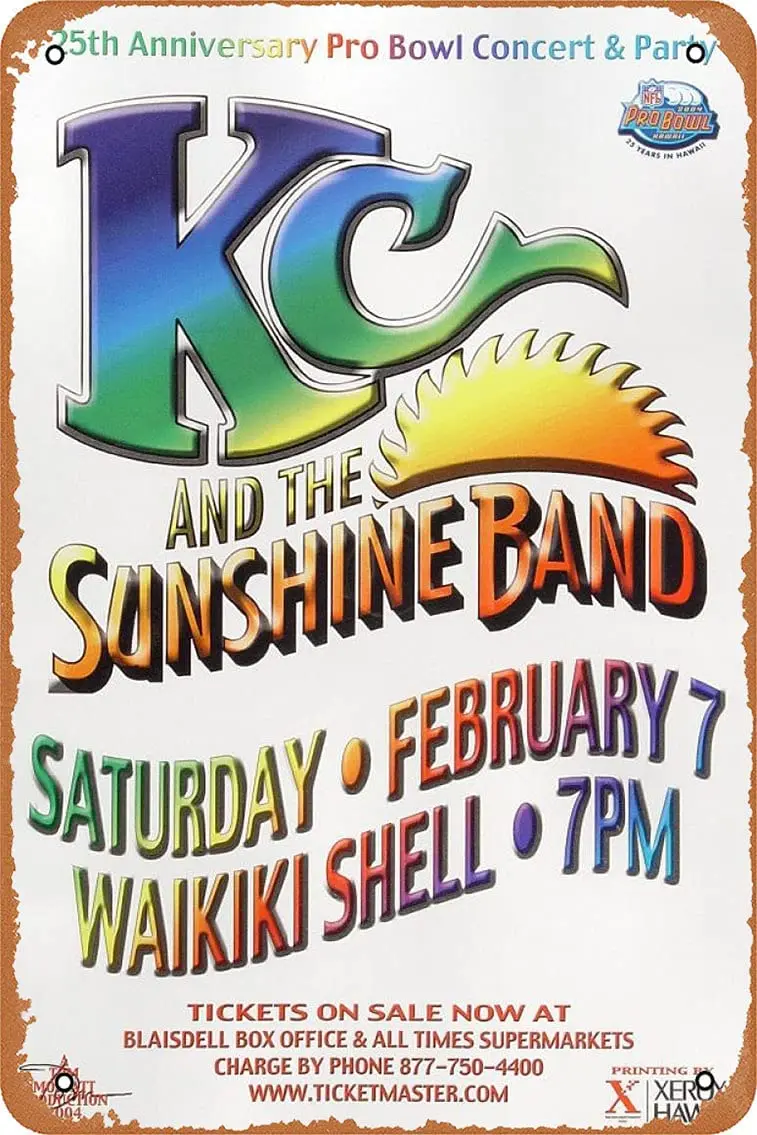 

Muzuputs K.C. and The Sunshine Band Poster 12 X 8 Inches Vintage Retro Metal Tin Sign Art Decor, 8 x 12inch metal plate