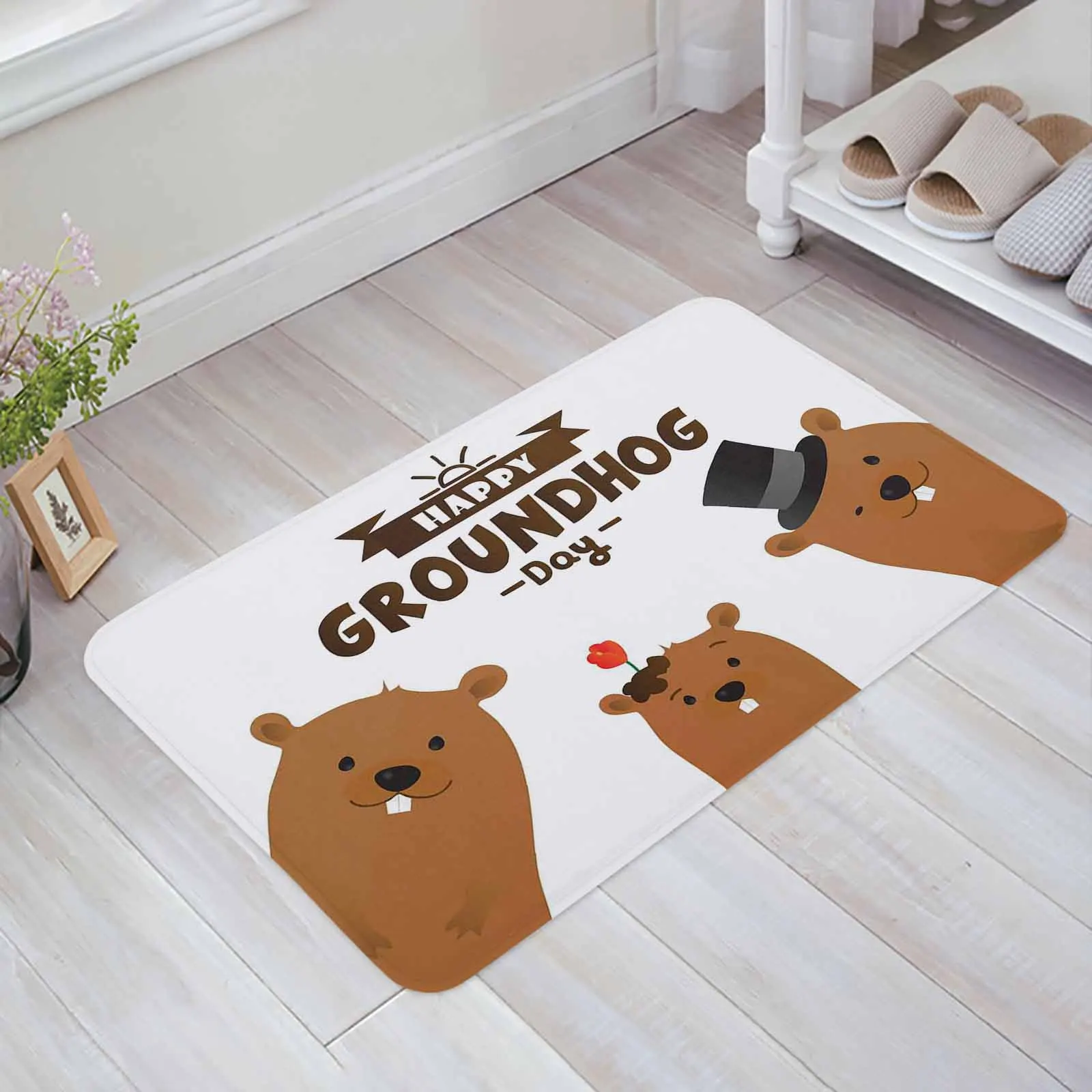 

Креативный напольный коврик с принтом счастливого дня, кухонный и ванной, противоскользящий Придверный коврик, домашний ковер для гостиной...