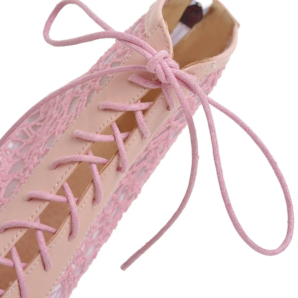 Peep Toe Mesh Summer Lace-up Women Cool Boots Sandals 2023 New Designer Platfrom High Heels Pumps Thick Bottom Ladies Shoes