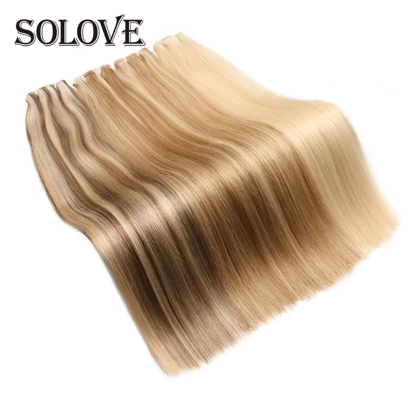 Straight Silk Hair Weft Raw Virgin Human Hair Bundle Double Drawn Unproccessed Human Hair Natural Color Thick Hair End 100g/set