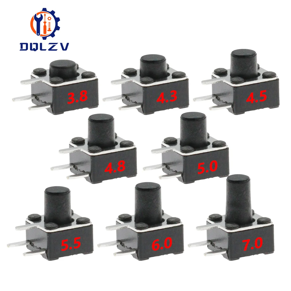 

50/100 шт. 4, 5 х4. 5 мм панель PCB Мгновенный Переключатель игрушечный переключатель DIP Side 3pin 4.5x4.5x3.8/4.5/5/6/7/8/9 мм 4,5*4,5*3,8 мм 5 мм 6 мм 7 мм