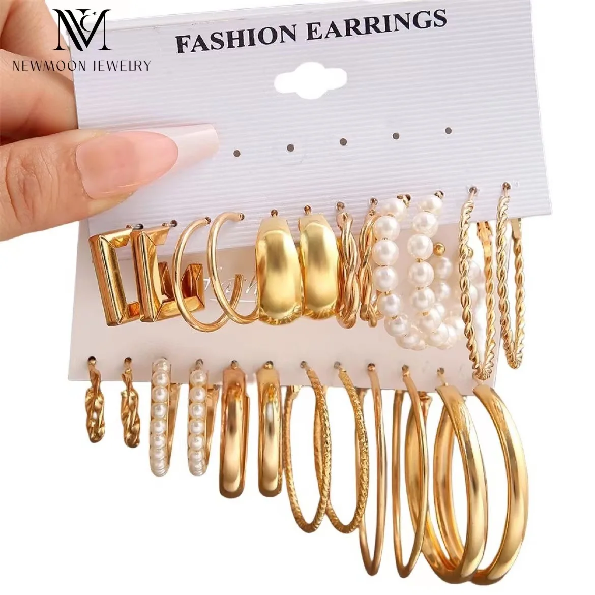 

Bohemia Vintage Pearl Circle Hoop Earring Set Gold Color Heart Butterfly Drop Earring Zircon Ear Studs Women Jewelry Gifts