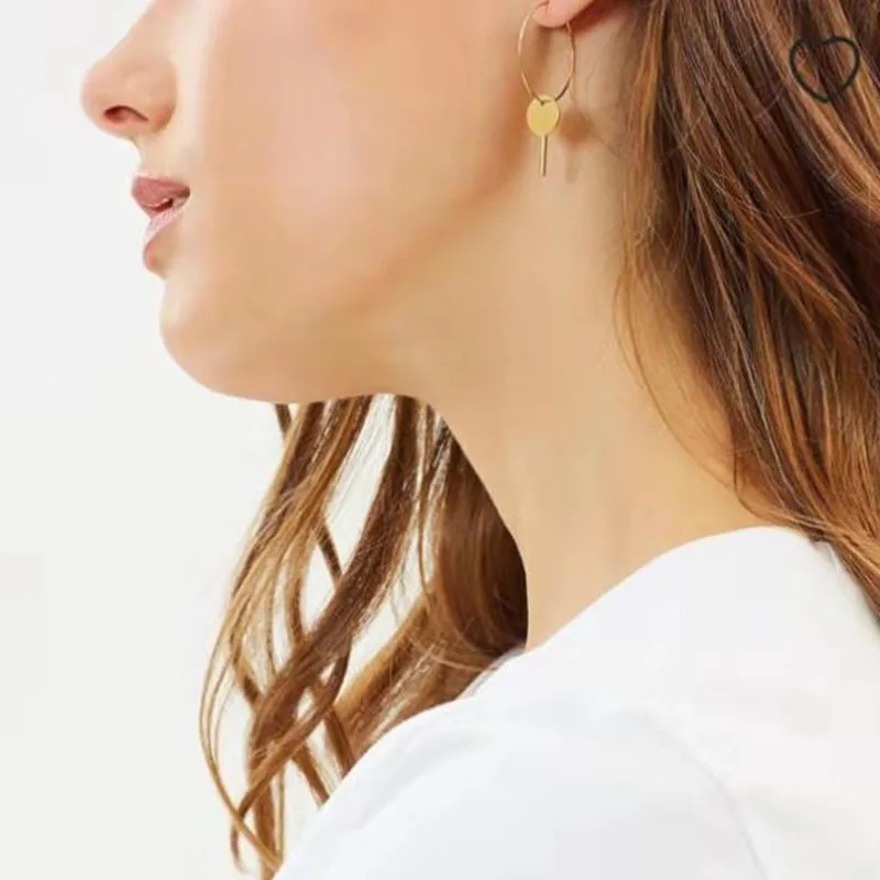 Designer Titanium Steel Gold Plating Retro Sweetheart Asymmetric XINGX MediumhoopCircle Earrings