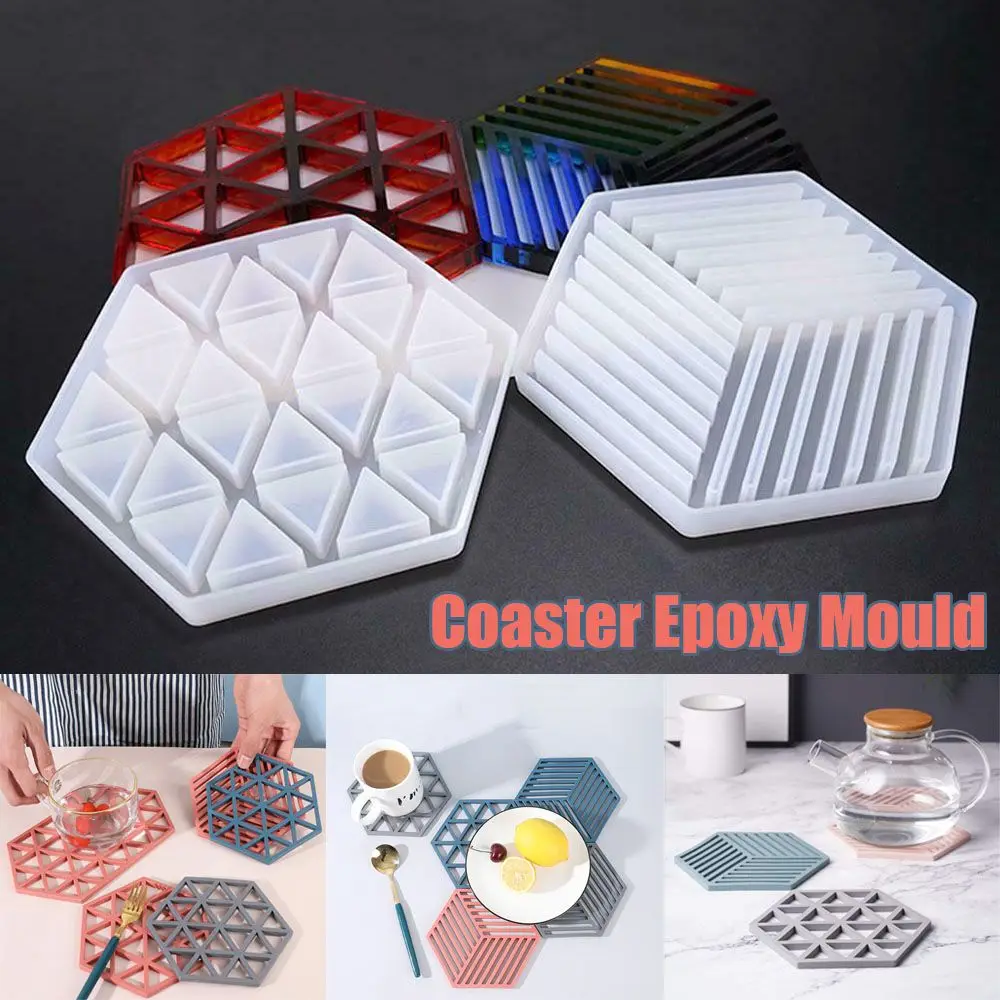 

Resin Irregular Hexagon Coaster Triangle DIY Art Coasters Crystal Mold Tray Mould Table Mat