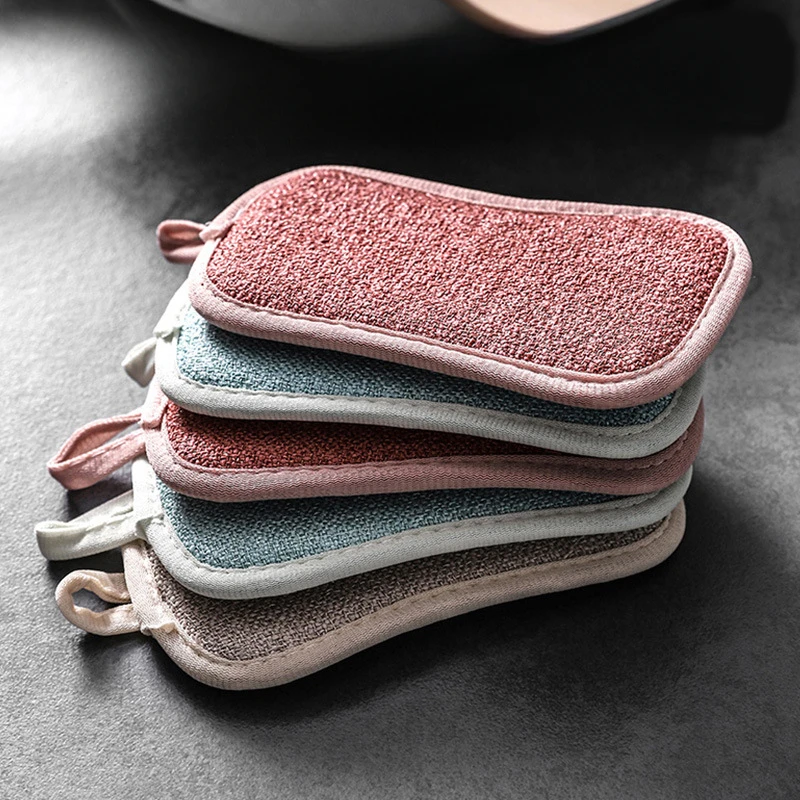 

1PCS Scrub Sponges for Dishes Non-Scratch Microfiber Sponge Non Stick Pot Cleaning Sponges Kitchen Tools Wash Pot Gadgets