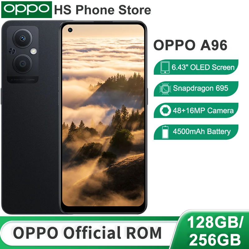 

OPPO A96 5G Smartphone 128GB/256GB Qualcomm Snapdragon 695 6.43" OLED Screen 48MP+16MP Camera 4500mAh Battery 33W SuperVooc