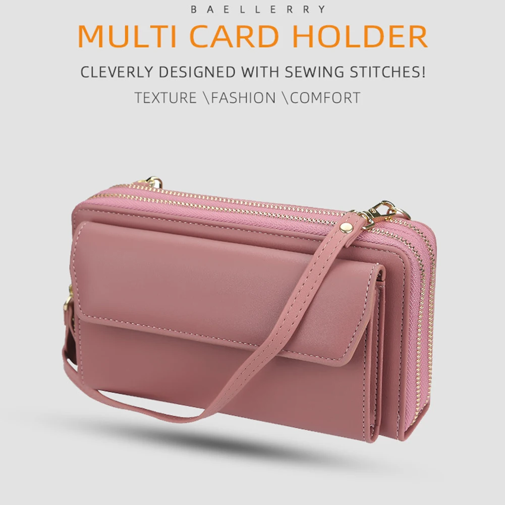 сумка Female Long Wallet Fashion All-match Mobile Phone Bag Double Zipper Large Capacity Ladies Bolsa Feminina Sac A Main