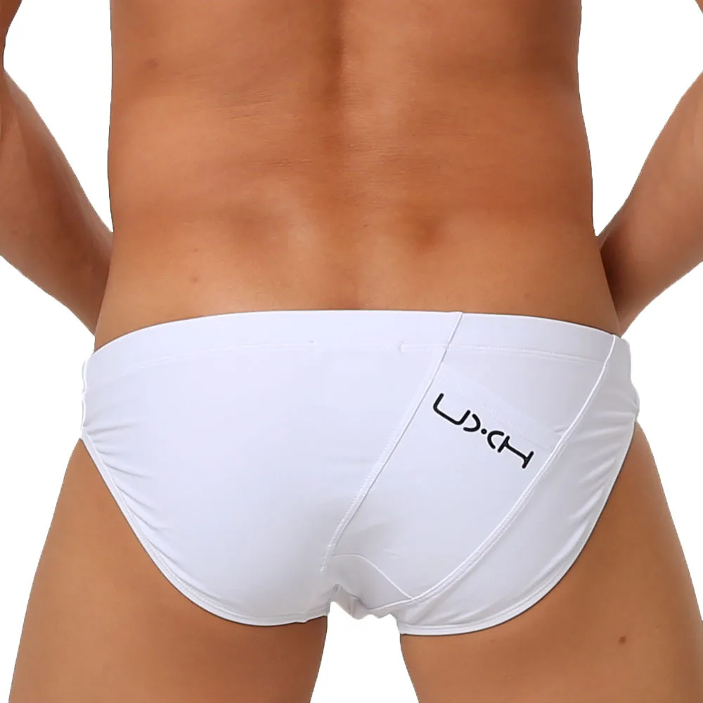 

New European And American Aexy Close-Fitting Low-Waist Briefs Black And White Belt Push Pad Quick-Drying Men's Swimming Shorts