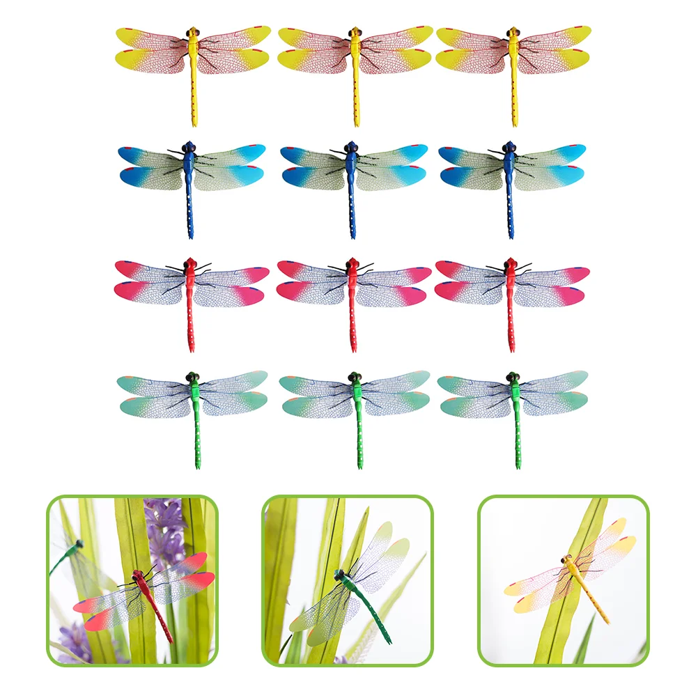 

20 Pcs Outdoor Animal Statues Simulation Dragonfly Garden Decoration Model Pp Simulated Plaything Adorn Artificial Figurine