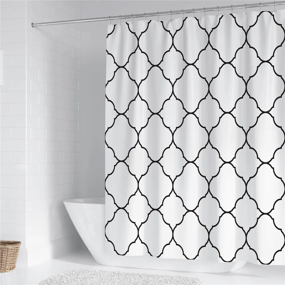 

Черная, белая волнистая Геометрическая занавеска для душа s, современный декор для ванной комнаты, водонепроницаемая занавеска для ванной из полиэстера с 12 крючками