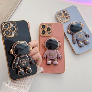 Luxury Astronaut Bracket Plating Case for iPhone 13 12 11 Pro Max for iphone13 12 Mini Xs Max XR SE 7 8 Plus 12pro Cover Holder