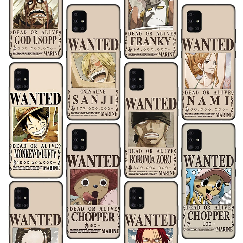 

Anime Luffy Wanted One Piece Phone Case For Samsung Galaxy A50 A70 Note 20 Ultra 10 Plus 9 8 A10S A20E A30 A40 A6 A7 A8 + A9 So