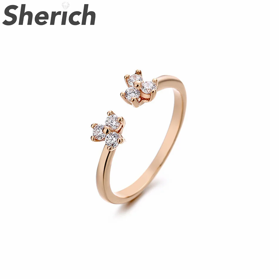 

Sherich Open Moissanite 925 Sterling Silver Simple Fashion Personality Flower Rose Gold Color Thin Ring Women Brand Fine Jewelry